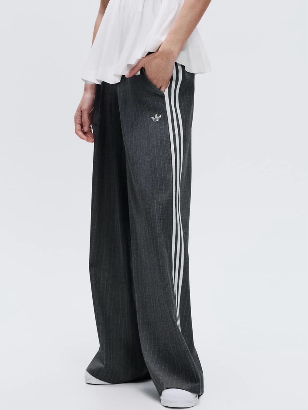 ***ON HOLD*** adidas Dark Charcoal Pinstripe Pants with White Three Stripes